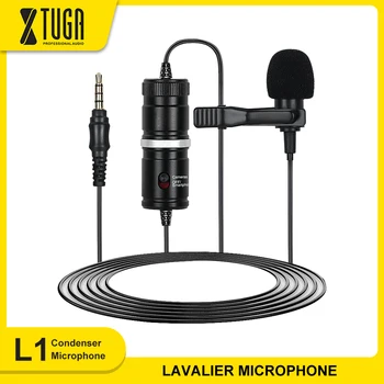 

XTUGA 3.5mm Lavalier Microphone Omni-directional Condenser Lapel Microphone,Vlog Mic,for Recording Canon/iPhone DSLR Camera