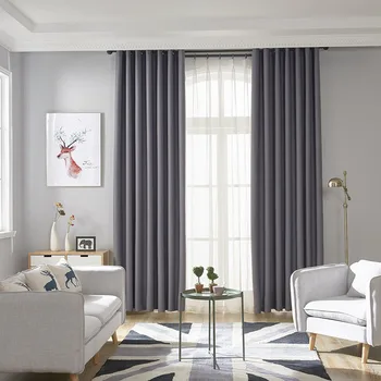 

New Solid Color Blackout Curtains Window For Kitchen Living Room Bedroom Polyester Curtains Treatments Curtains Drape Drop JY