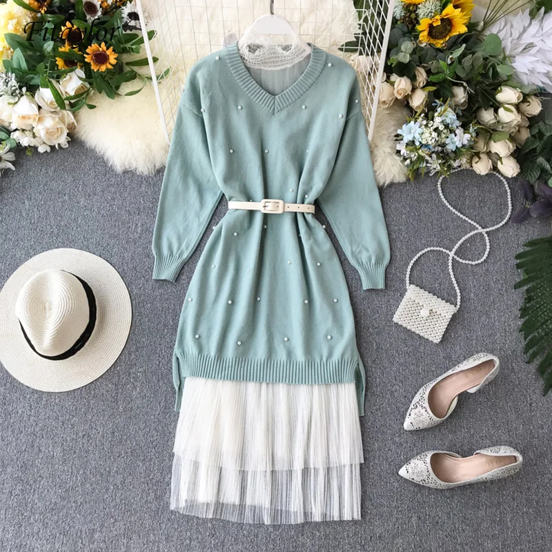 Fitaylor элегантный стиль комплект из двух предметов женское платье Осень зима