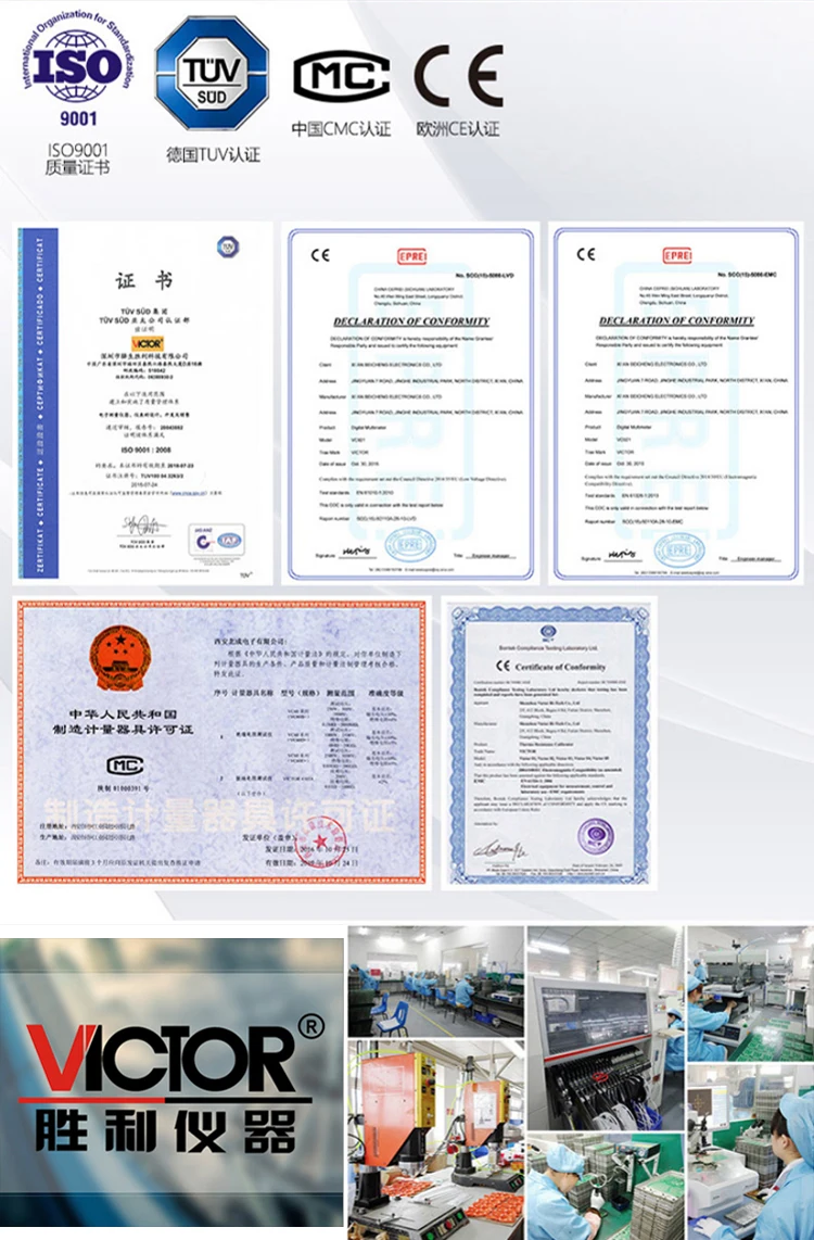 Цифровой мультиметр VICTOR lcd подсветка 100000μF Диапазон емкости Измеритель Температуры Автоматический диапазон NCV Электронный мультиметр