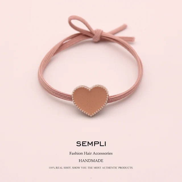 Sempli Pink Color Solid Elastic Hair Bands Love Dog Headband Women Animal Rubber Band Lady Letters Hair Accessories Scrunchie Love