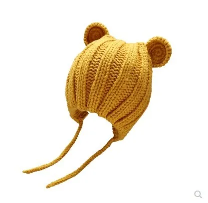0-3years Baby Hat Autumn Winter Cute Baby Girls Baby Boys Hat Bear Ear Ear Protection Warm Knitted Beanies KF428 custom baby accessories Baby Accessories