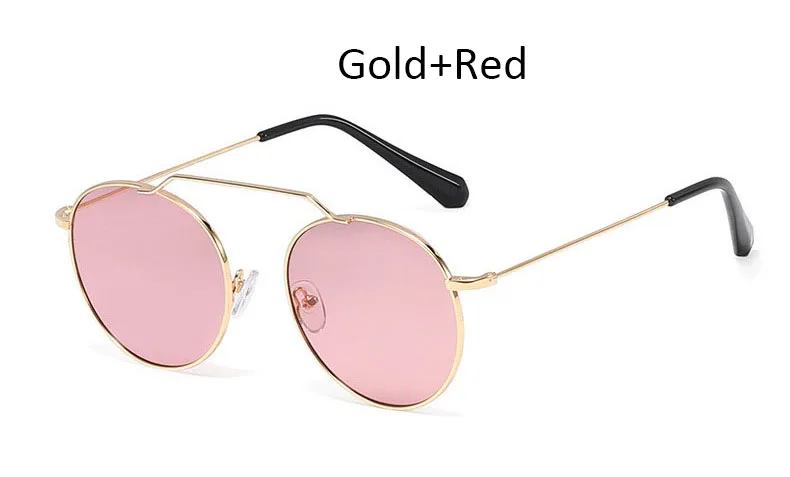 Винтажный модный круглый металлический каркас, бренд, дизайнерские Овальные Солнцезащитные очки для женщин, роскошные прозрачные линзы, Оттенки для женщин, очки для девушек - Цвет линз: Gold Pink