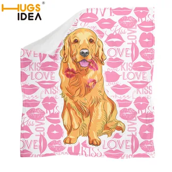 

HUGSIDEA Golden Dog Print Fleece Blanket Sofa/Air/Bedding Travel Throw Blankets Super Soft Sherpa Blanket for Women Kids