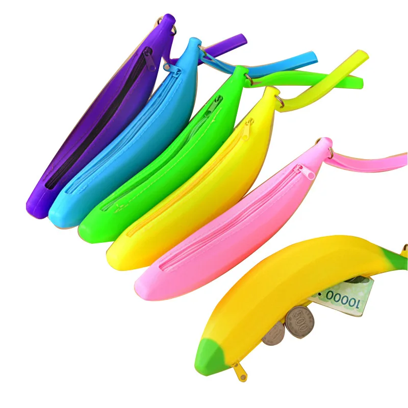 Cute Three-dimensional Silicone Coin Purse Banana Fruit and Vegetable Pattern Coin Purse Bag Cartoon Pencil Bag