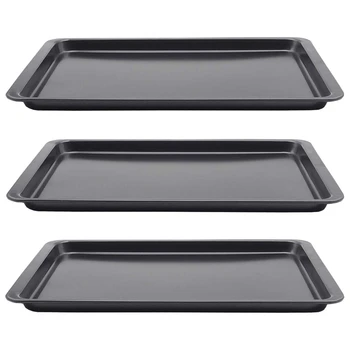 

Oven Platter Wide-Brown Nougat Cake Baking Pan 14.5 inch x 10 inch Non-Stick Baking Pan Set, Large Rectangular Baking Pan (3 Set