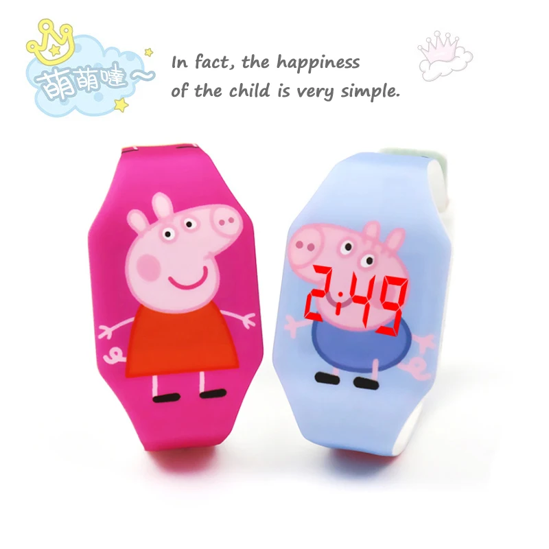 Peppa часы с изображением свинки Джордж Свинья многофункциональные детские спортивные силиконовые светодиодный сенсорный электронные часы лучший подарок для детей