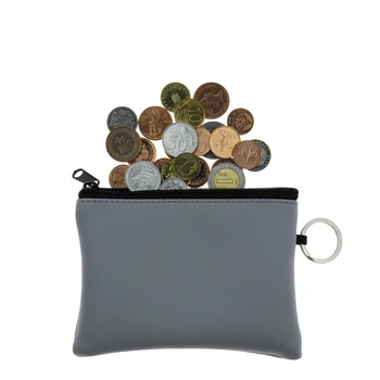 

Women Men Mini Pouch Solid PU Leather Bag Small Zipper Coin Purse Card Holder Pocket Money Change Key Wallet with Ring Kids Gift