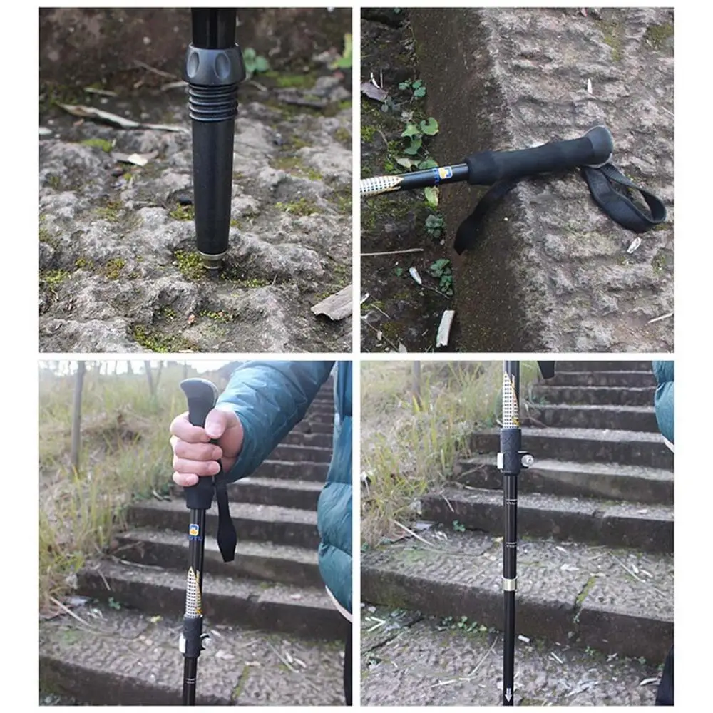 Открытый зима ручка лыжные палки 5 секций алюминиевый складной Альпинизм Туризм