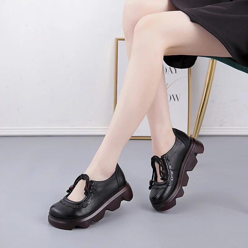 

2020 Spring New Style Origional Thick Bottomed Shoes Women's Ethnic-Style Casual Shoes Women's Anti-slip Korean-style WOMEN'S Le