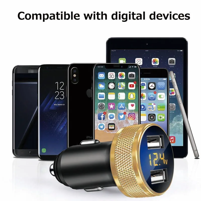 5V 4.8A мини USB Автомобильное зарядное устройство для мобильного телефона Быстрая Зарядка адаптер зарядного устройства с двойным USB светодиодный дисплей