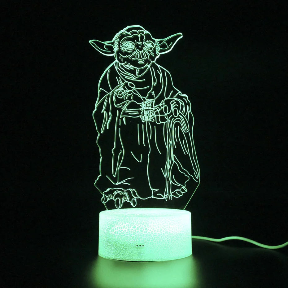 Звездные войны Детский Светильник для сна RGB 3d йода мастер пульт дистанционного управления настольная лампа вечерние украшения ночной Светильник Иллюзия проекционный светильник