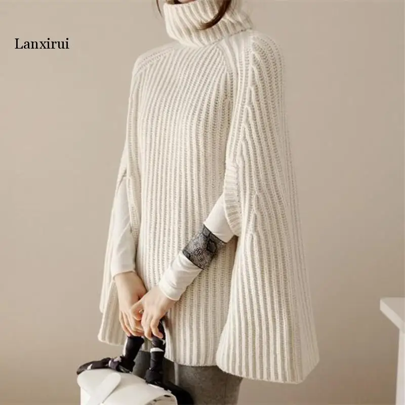 Lanxirui вязаный свитер с воротником-хомутом, Женский Повседневный пуловер Camel, осенне-зимняя уличная одежда, женские свитера и пуловеры