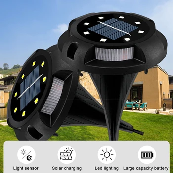 

Solar Powered Ground Light Waterproof Garden Pathway Deck Lights With 8 LED Lamp For Home Yard Driveway Lawn Road #