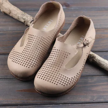

Shoes Woman Flat Slip on Ballet Flats 100% Genuine Leather Ladies Ballerina Shoes Hollow out Summer Women Flats Female Footwear