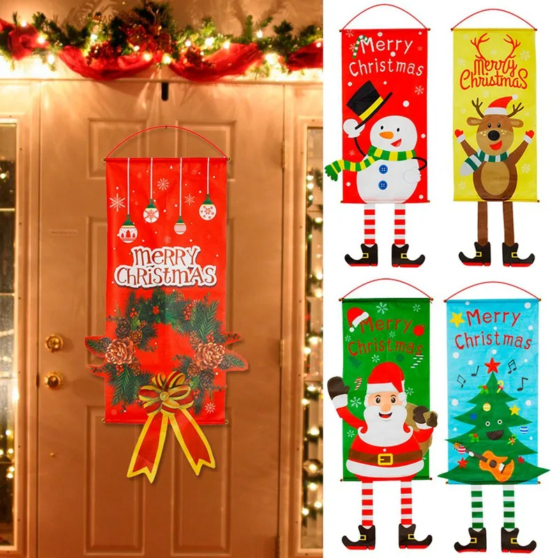 Рождественские украшения для дома, декор для двери, висящий флаг, рождественские украшения на окна, висящий Navidad, Рождество, год