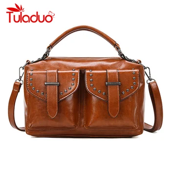 

Women Designer Handbags Female Leather Vintage Messenger Bags Multi-pocket Rivet Totes for Women Bag Handbag Ladies Hand Bags