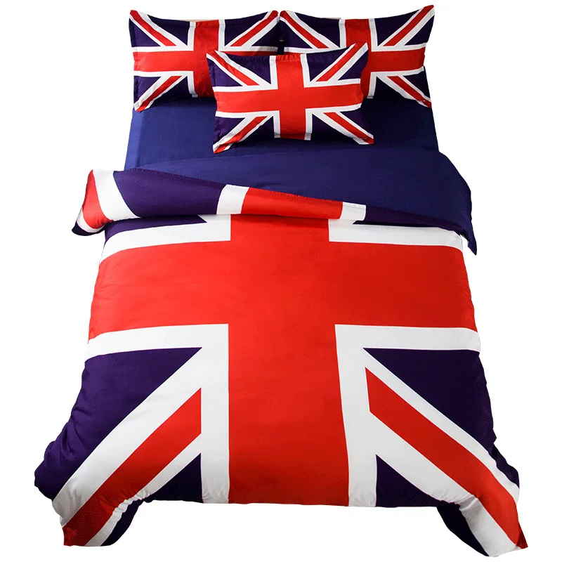 4pcs/set British/uk Flag Home Textile Bedding Set Duvet Cover Bed Sheet