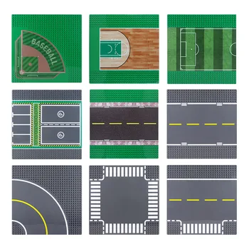 

Building Blocks Base Plate City Road Street Highway Crossroad Parking Lot Playground Compatible Bricks Model Scene Accessories