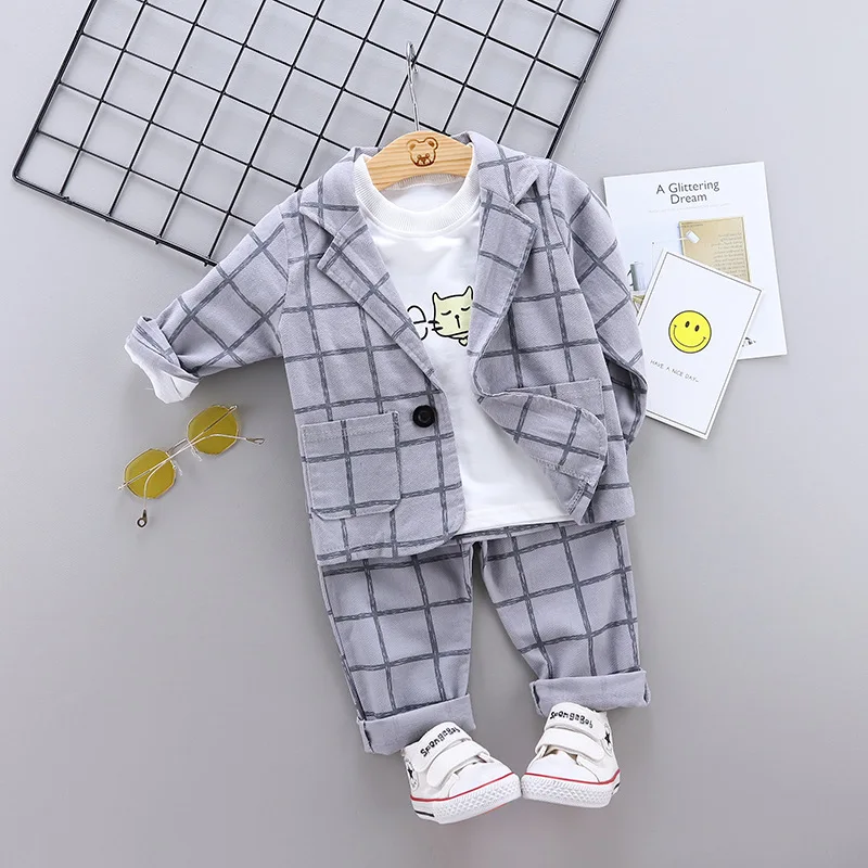 Baby Boy Clothes Spring Autumn Children's Small Suit Boy Gentleman Coat+Shirt+Pants British 3PCS Suit Bebes Jogging Suits