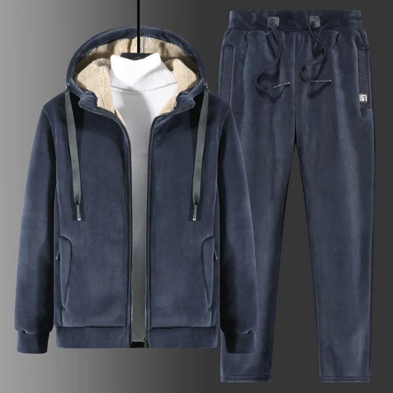 NEW Men Winter Fleece Sets Mens Thick Hoodies+Pants Suit Man Hooded Sweatshirt Sportswear Tracksuits Male Hoodie Sweatsuits 8XL | Мужская