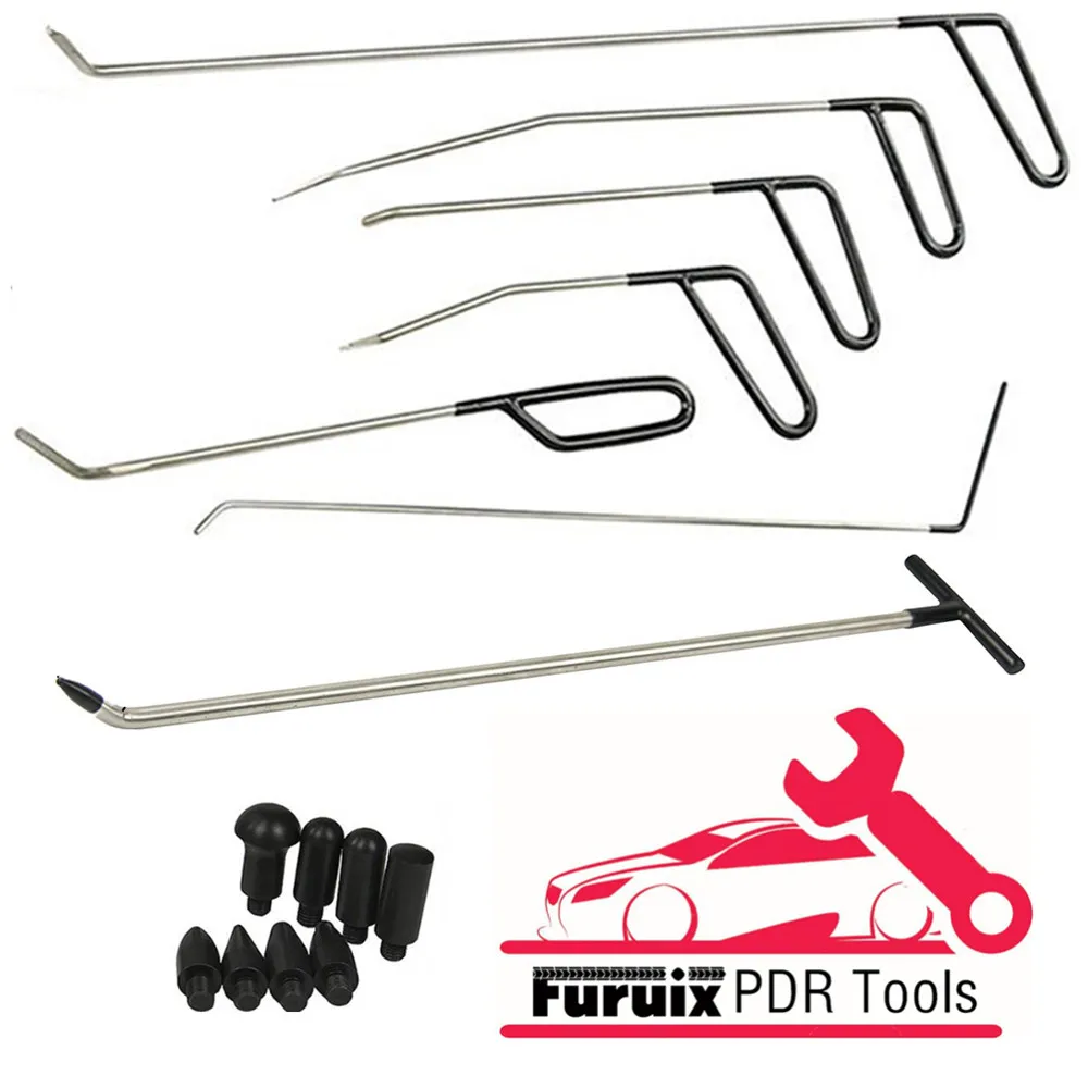 PDR Dent Removal Rods Tools Dent Repair Kit 6 pcs Rod hook C & tap down with 1pc R1 push hooks PDR Dent Removal Rods Tools Dent Repair Kit 6 pcs Rod hook C & tap down with 1pc R1 push hooks