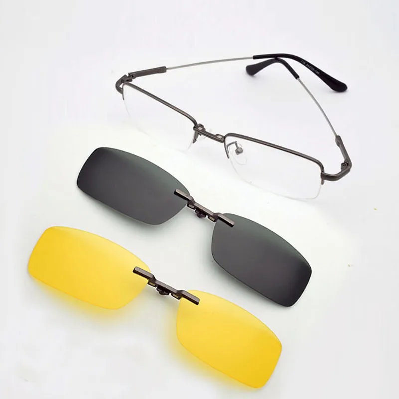 Очки с эффектом памяти, оправа, складной магнит, зажим для близорукости, серебряные поляризованные солнцезащитные очки, мужские зеркальные Золотые очки ночного видения, мягкие дужки