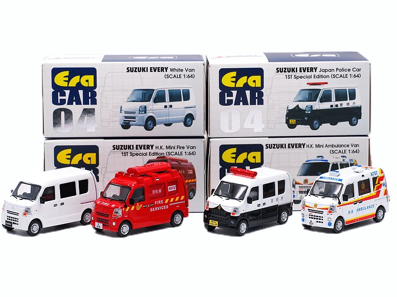 

1:64 ERA CAR Suzuki Every Japan Police H.K. Mini Ambulance Fire Van Diecast Model Car