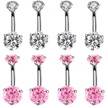 1 шт., модные, сексуальные, двойные, циркониевые, антиаллергенные, простые титановые серьги для ушей, для ногтей, пупка, кольца для пирсинга пупка