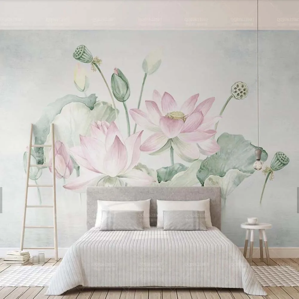 Зазор 3D цветок водяной лилии настенная бумага для гостиной Искусство Настенная живопись маслом фото настенная бумага большие обои с цветочным узором