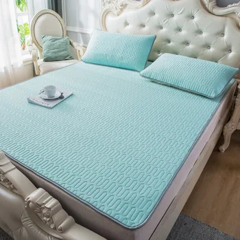 

Mattress Cover Breathable Mattress Protector Fitted Bed Cover Soft Pad for Bed Latex Summer Solid Color Foldable Ice Silk Mat