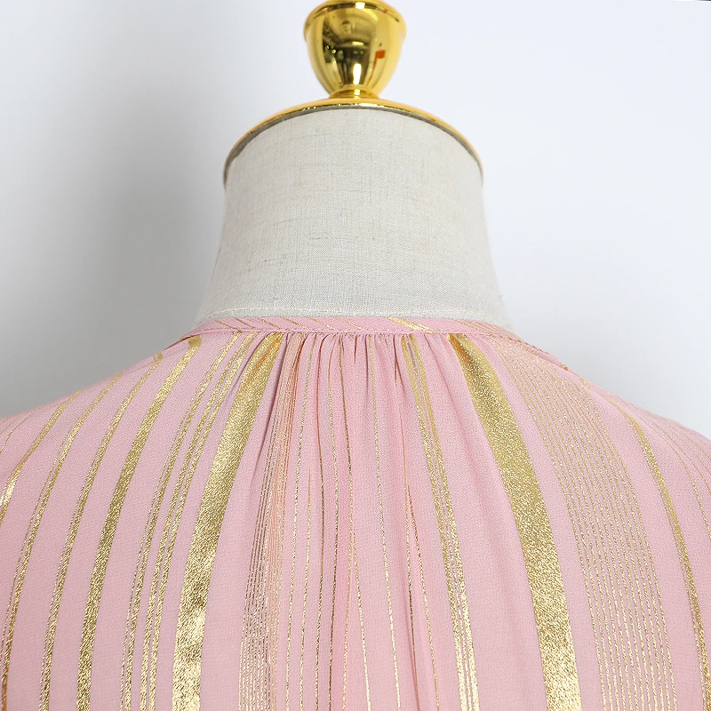 细节 (6).JPG TWOTWINSTYLE Sexy Striped Women Dress V Neck Butterfly Sleeve High Waist Lace Up Tunic Ruched Winter Dress Fashion Clothing New