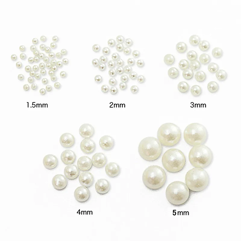 Shiny White/Beige Half Round Flat Back Gems ABS Resin Pearl Beads Nail Art Jewelry Imitation Acrylic for DIY  Nail Decoration 500gram lot round glitter yellow green white black shiny metallic nail art resin slime decoden supplies 1mm2mm3mm mixed ymp 23