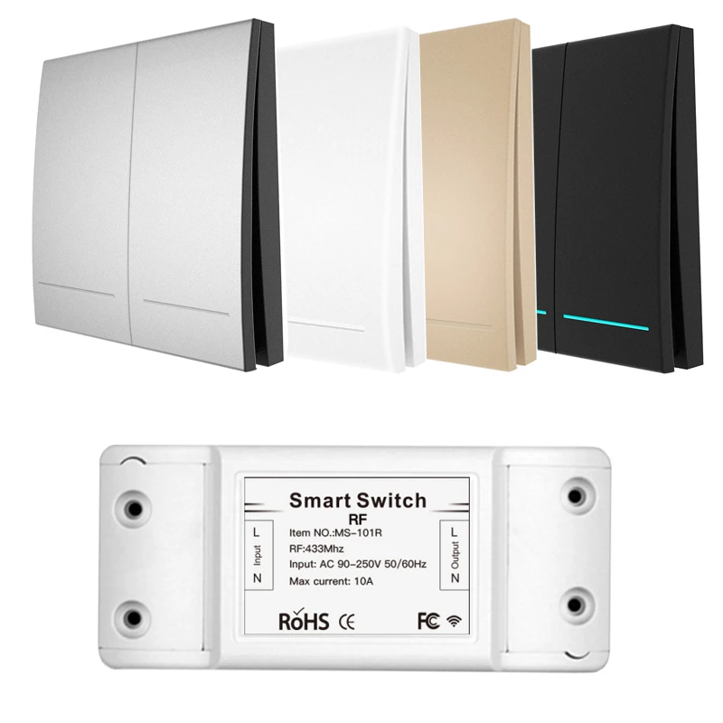 

4Color RF433 Wireless Smart Switch Remote Control Receiver 1/2/3gang Home Appliance Renovation Wireless RF Remote Control Switch