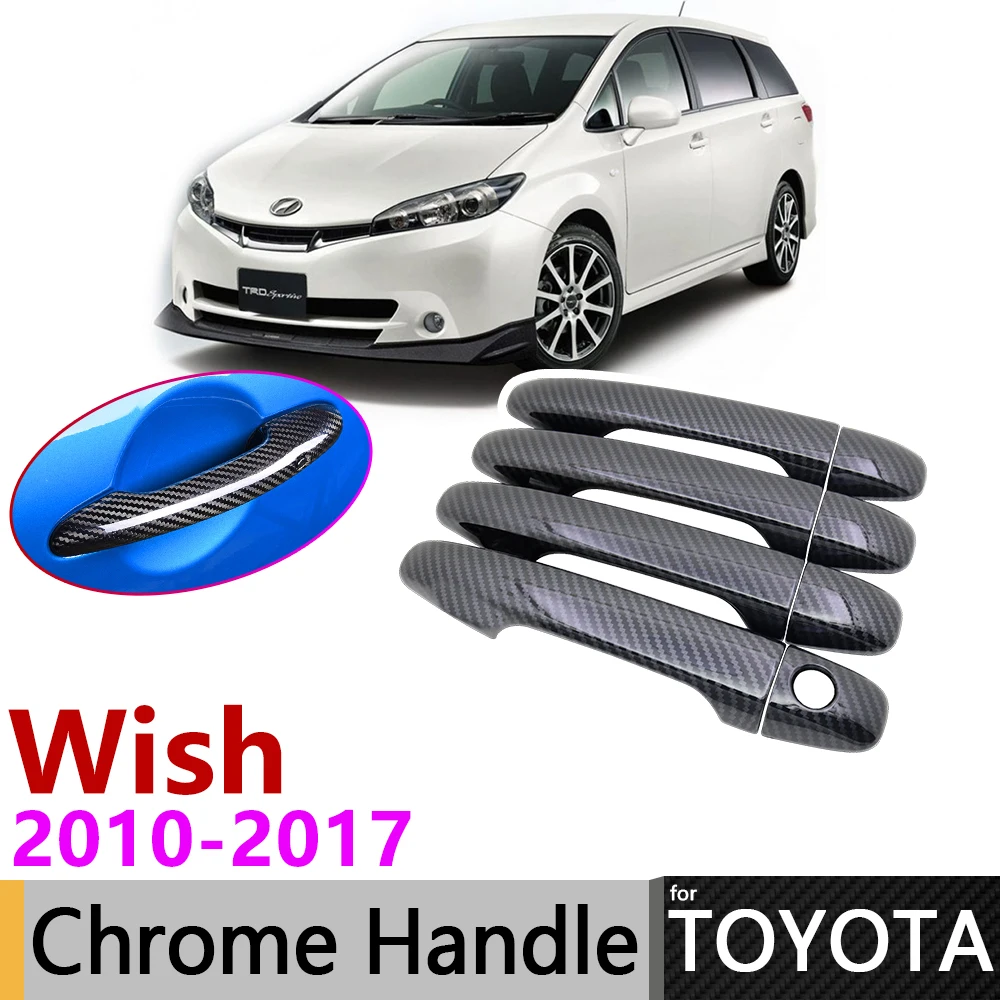 Черная крышка дверной ручки из углеродного волокна для Toyota Wish AE20 20 2010 ~ 2017