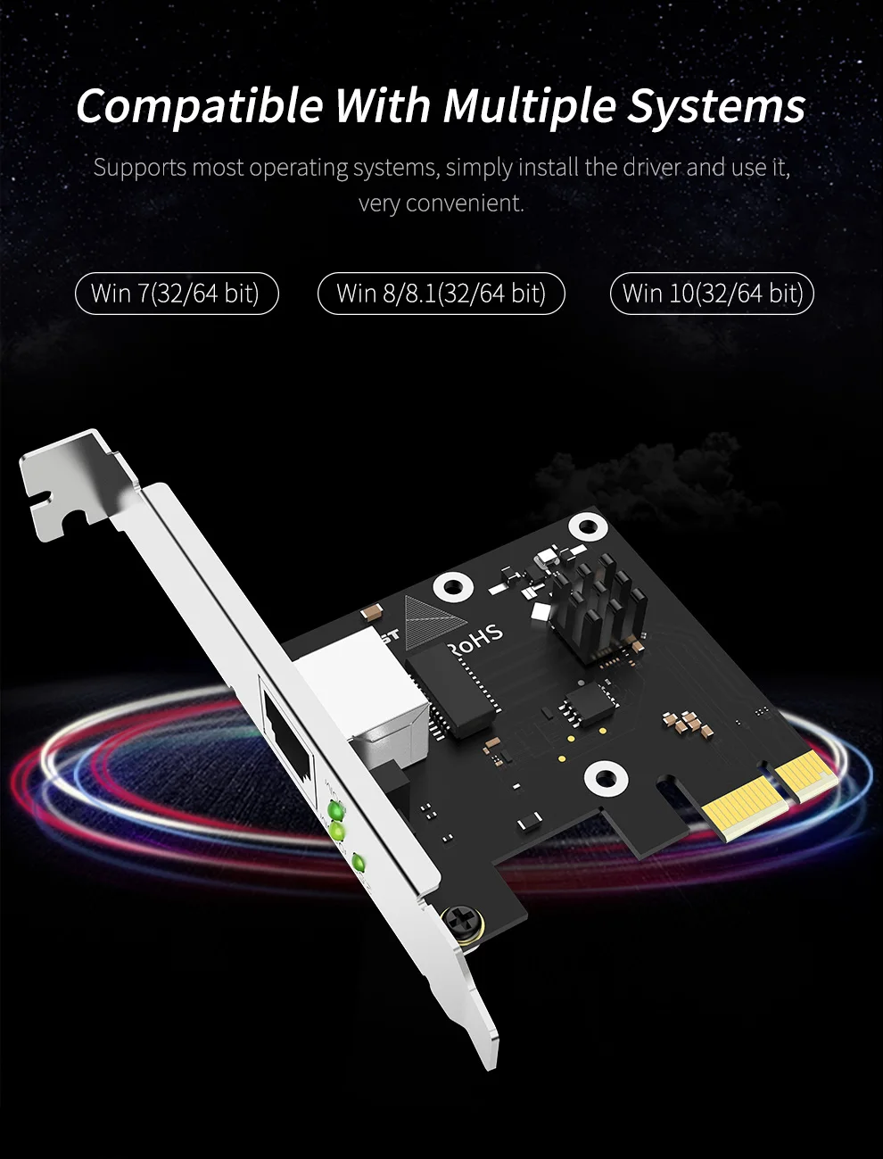 Gigabit 2500Mbps Ethernet PCI Express Card Mạng Máy Tính Để Bàn Chơi Game PCI-E Adapter 10/100/1000Mbps Nhanh Chóng Truyền cho Win 7/8/10 wireless network adapter