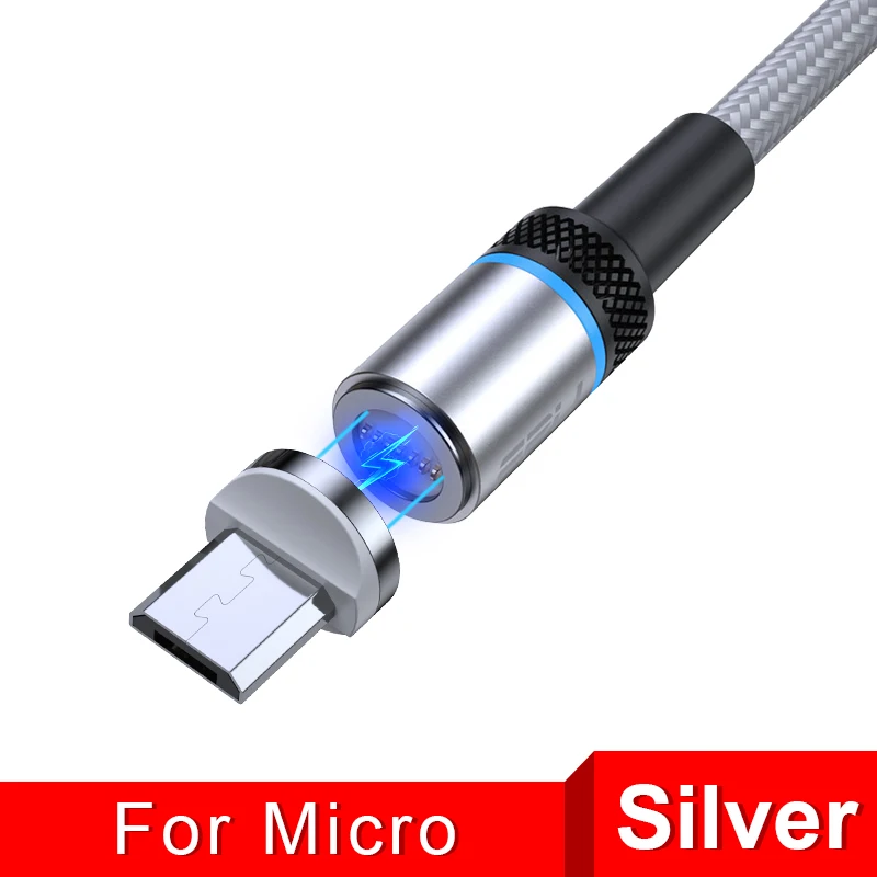 FPU Магнитный кабель для зарядного устройства Micro USB кабель для быстрой зарядки типа C Магнитный кабель для быстрой зарядки 3,0 для iPhone кабель для зарядного устройства USB провод шнур - Цвет: Silver For Micro USB