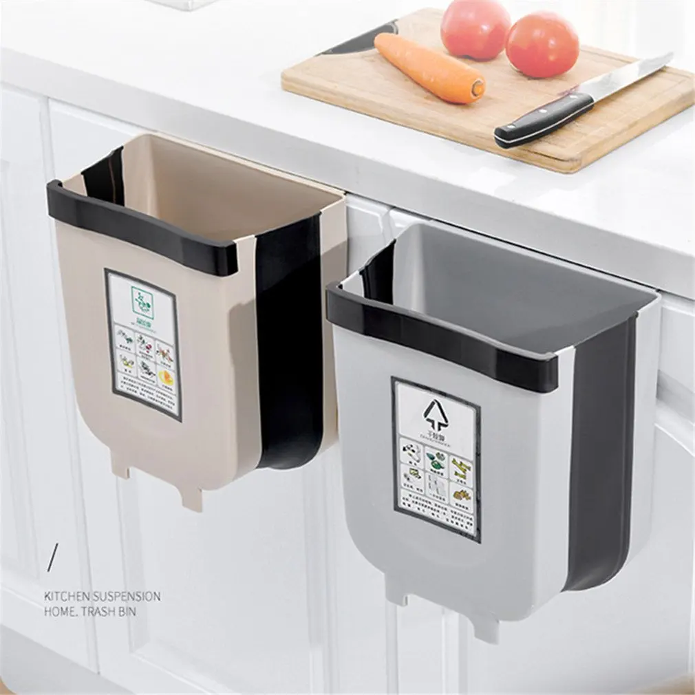 Kitchen Trash Can Recycle Bin Space Saving Foldable Design Waterproof Trash Can Kitchen Cupboard Garbage Can Waste Bins Aliexpress