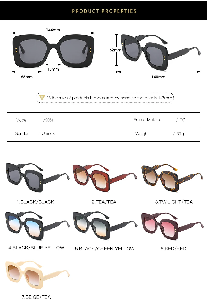fashion oversized square sunglasses women luxury new sun glasses for women big black UV400 Shades