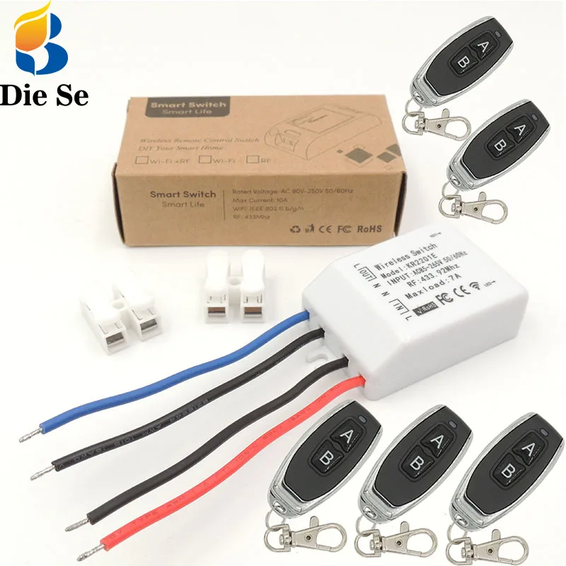 

Lighting Switch Universal Wireless Remote Control Smart Switch ON\OFF 433Mhz rf Relay Receiver AC220V and Remotes LED controller
