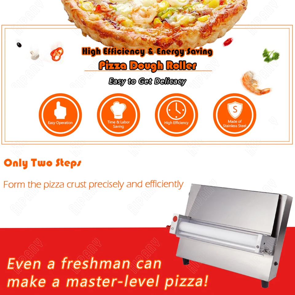 DR3S  pizza dough roller stainless steel electric pizza crust maker single roller dough sheeter presser pressing machine