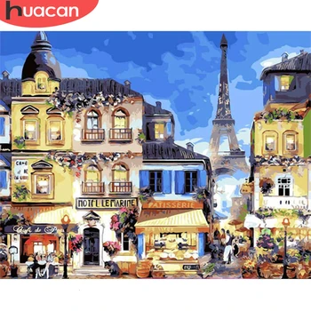 

HUACAN Painting By Numbers House Scenery Drawing On Canvas HandPainted Art Picture Kits DIY Gift Home Decoration