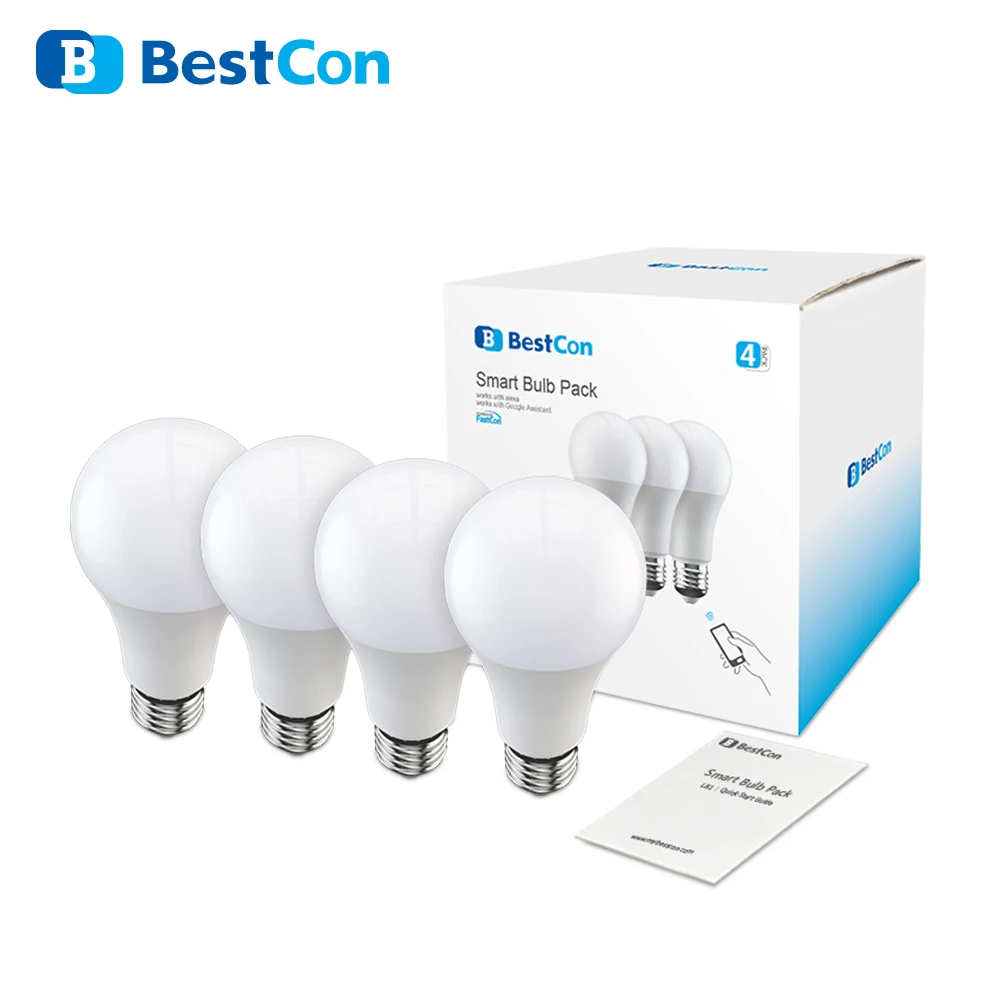 2 упаковки или 4 упаковки BroadLink BestCon умный Wi-Fi светодиодный светильник LB1 диммер лампочка Голосовое управление с Alexa и Google Home - Цвет: 4 Pack