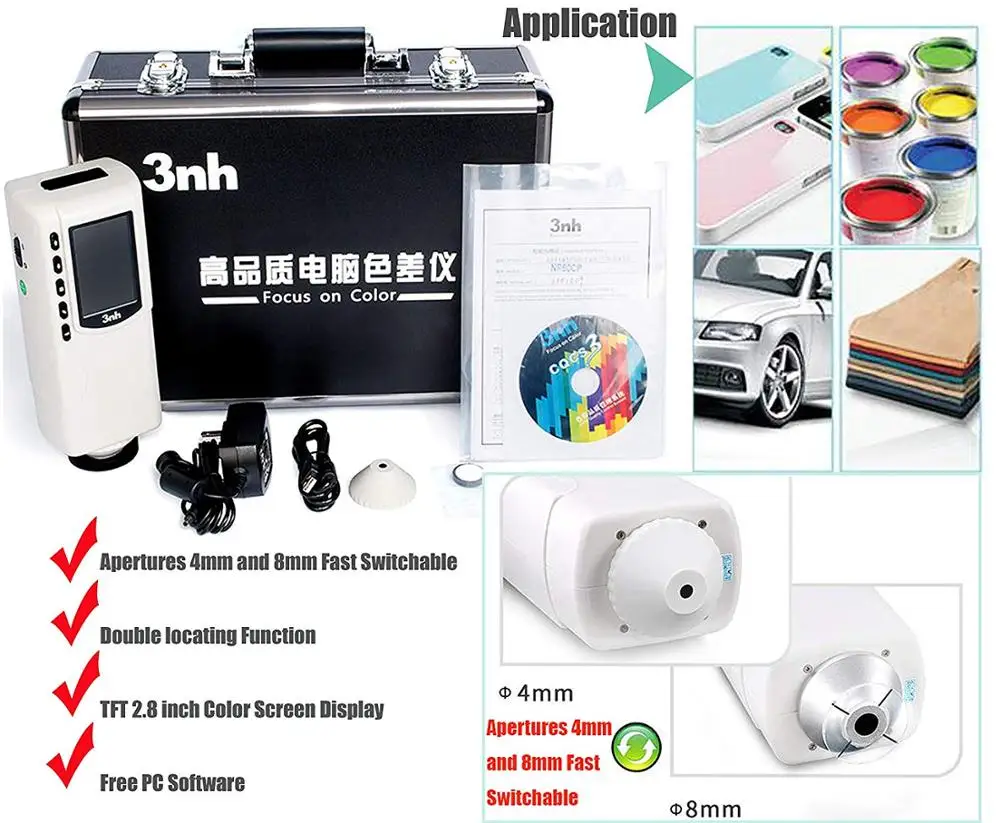 Digital Tester Scientific Measurement NR60CP Double Locating Portable Digital Colorimeter With 4mm 8mm Measuring Apertures Switchable Color Test Measurement Digital Tester Scientific Measurement NR60CP Double Locating Portable Digital Colorimeter With 4mm 8mm Measuring Apertures Switchable Color Test Measurement