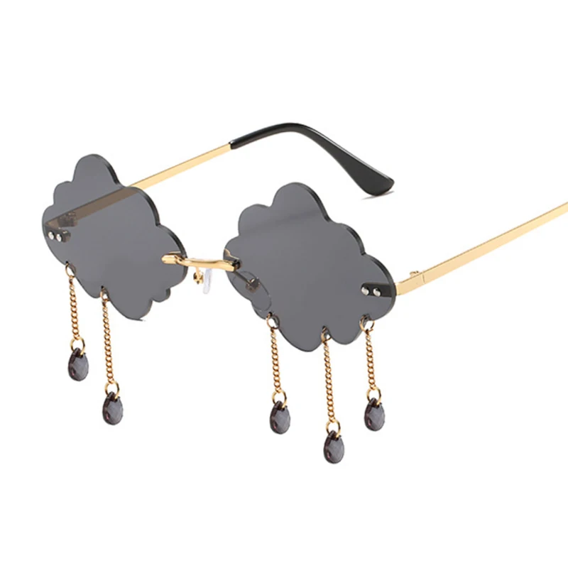Vintage Rimless Sunglasses Woman Fashion Clouds Sun Glasses Female Retro Tassel Raindrop Trending Oculos De Sol Feminino_voghion.com