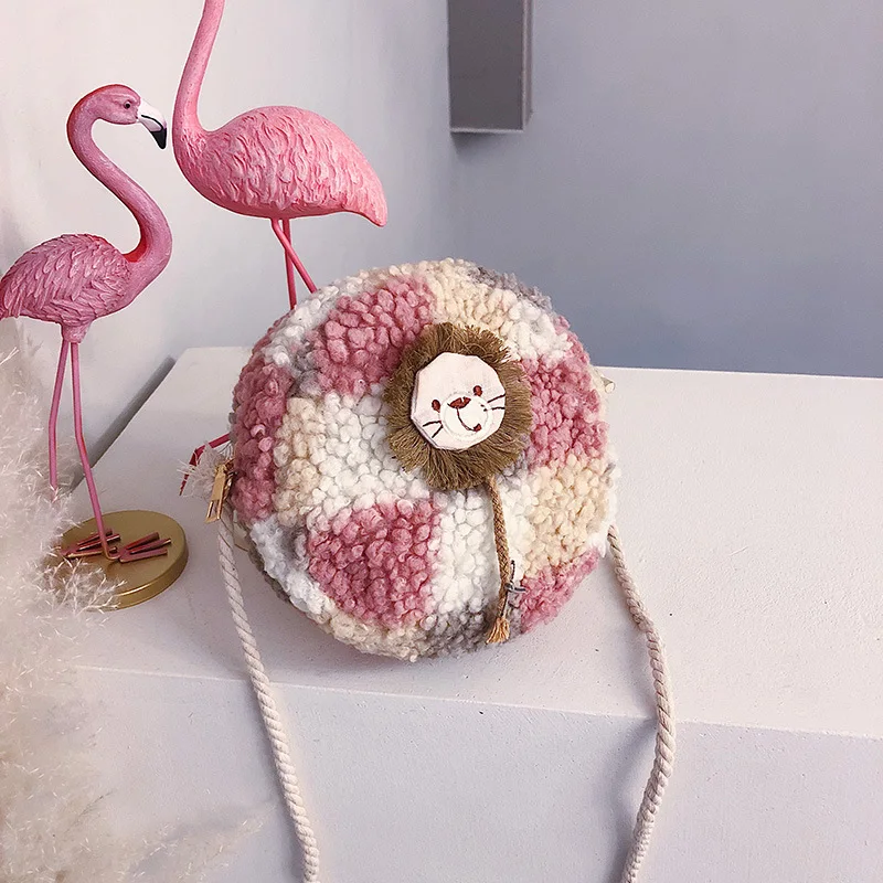

Autumn And Winter New Arrival Western Style Bag Women's 2020 New Style Fashion Cute Fluffy Shoulder Bag Cartoon Small round Bag