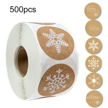 

Christmas Stickers 6 Designs of 500 Labels Per Roll White Snowflake Sticker for Thank You Envelope Seal Label Stationery Sticker