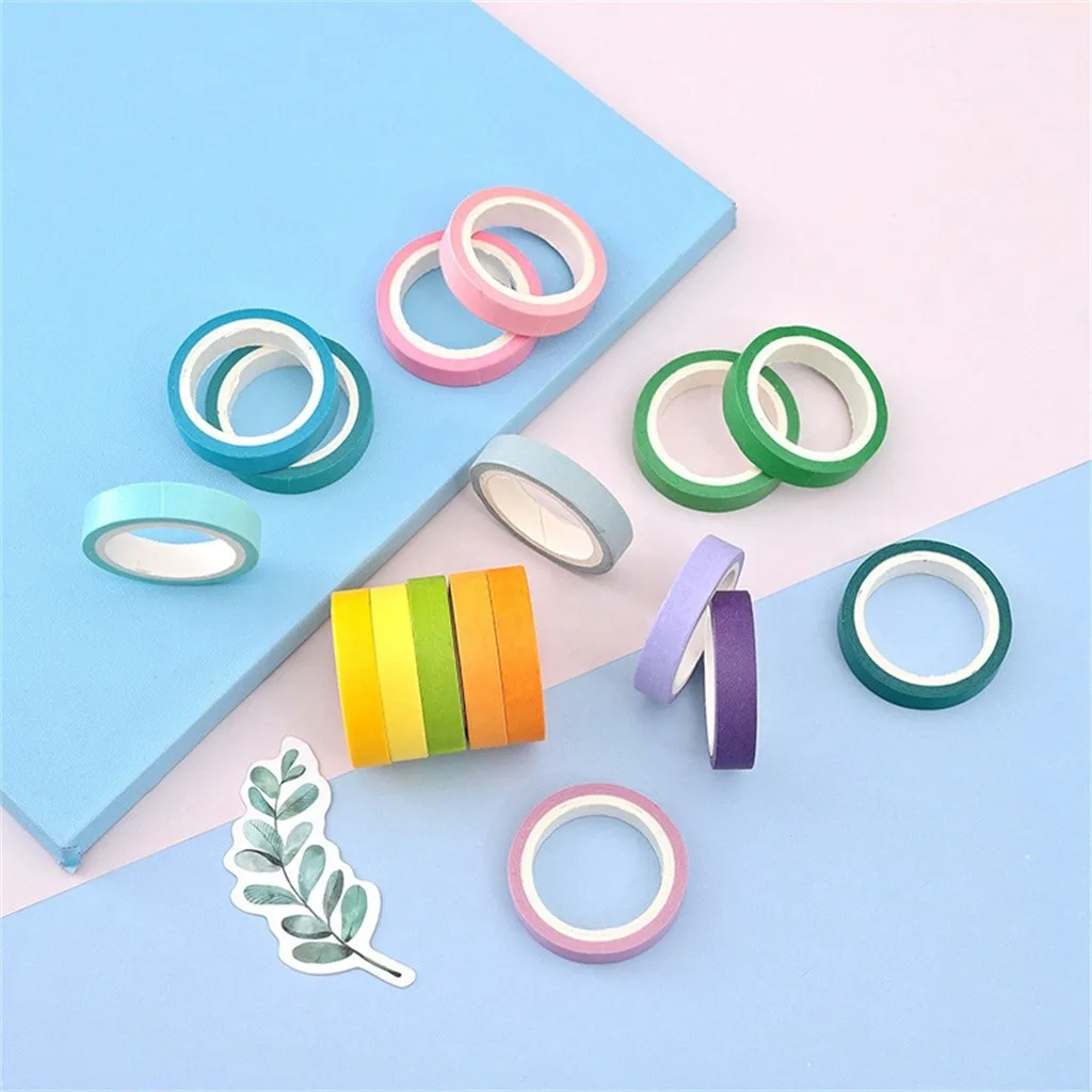 40 Rolls Washi Tape Set Rainbow Sticker Decorative Masking Tape for DIY Crafts candy-colored rainbow tape Multicolor colors