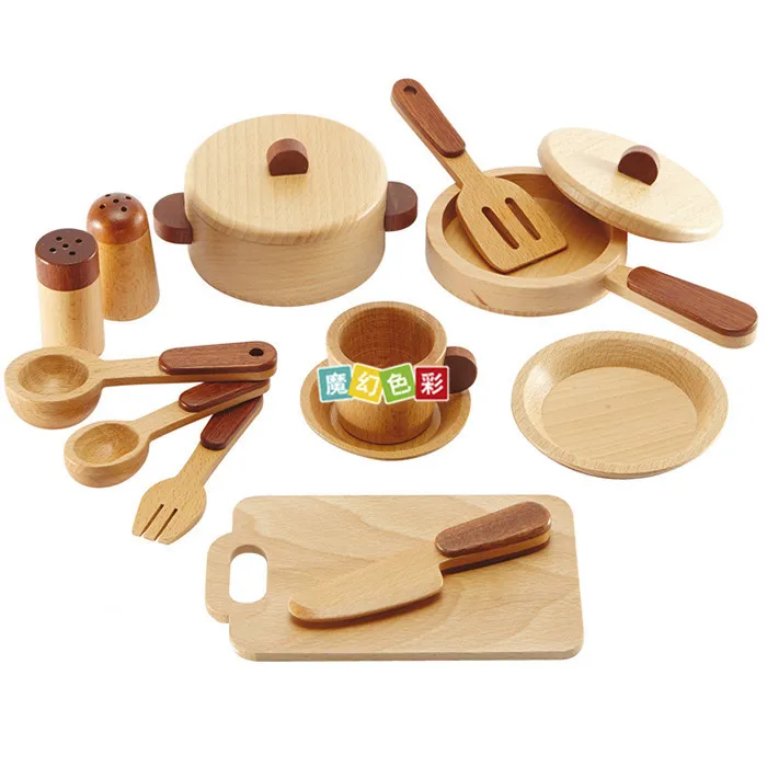  Children Model Kitchen Tableware Play House Tableware Wealthy Wooden Wood Color Tea Set Character P - 4000267405808
