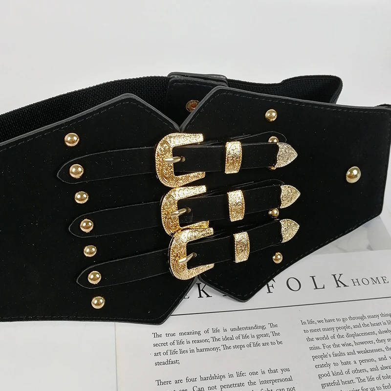 Cinturón de corsé de talla cinturones anchos para cintura elástica fajines cinturón grande vestido Vintage Ceinture Femme -